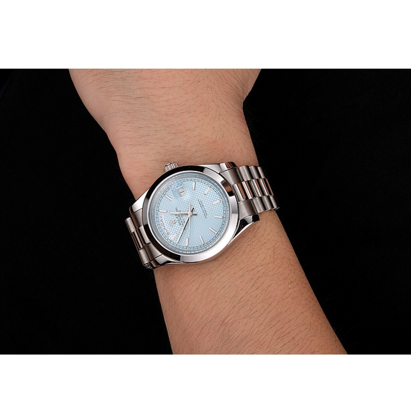 Good copy rolex watches 40 Dial And Steel Bracelet Case Stainless Blue Day Date Rolex Ice 0718